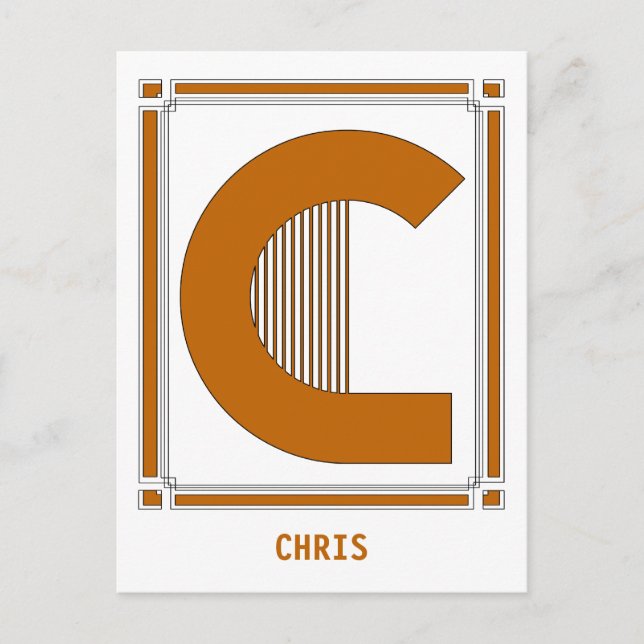 Straight lines art deco with monogram, letter C Postcard (Front)