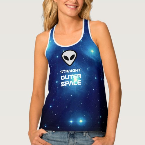 Straight outer space alien agenda tank top
