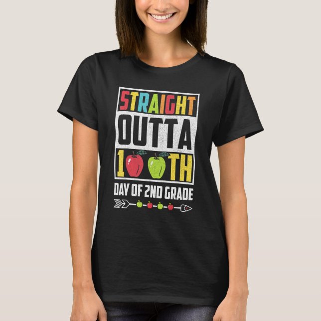 Straight Outta 100 Days Of Second Grade Boys Girls T-Shirt (Front)