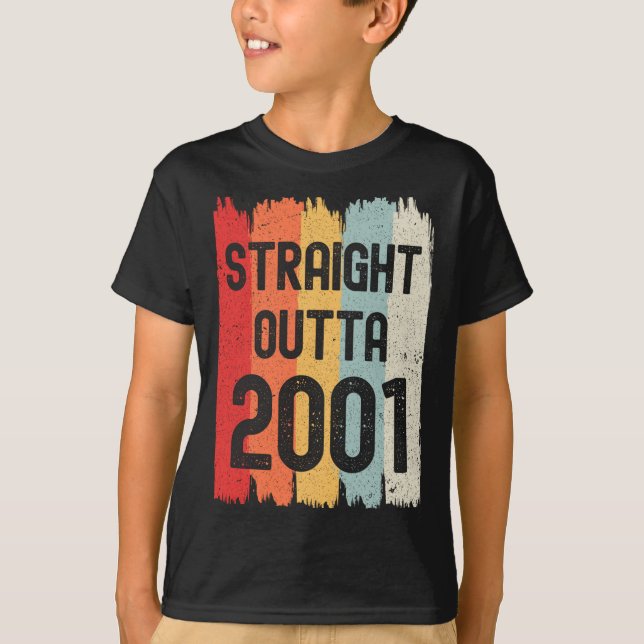 Straight Outta 2001 Funny Retro Birthday Awesome S T-Shirt (Front)