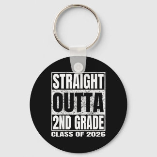 Straight Outta 2nd Grade Funny Graduation 2026 Sec Keychain