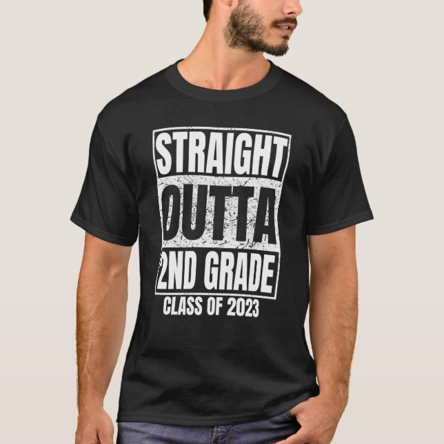 Straight Outta 2nd Grade Graduation 2023 Class Sec T-Shirt (Front)