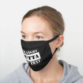 Straight Outta Add Text  Black Cotton Face Mask (Angled)