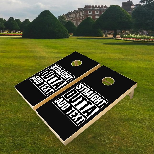 STRAIGHT OUTTA - add your text here/create own Cornhole Set (Creator Uploaded)