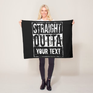 Straight Outta - Add Your Text Vintage 1980s 80s Fleece Blanket