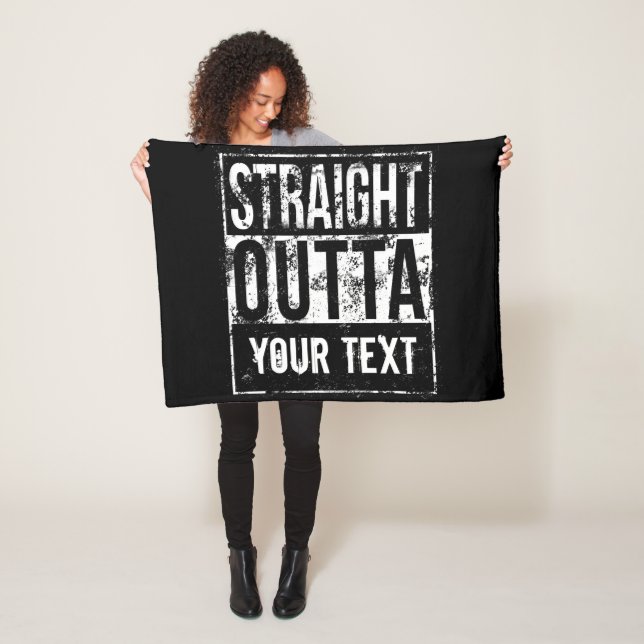 Straight Outta - Add Your Text Vintage 1980s 80s Fleece Blanket (In Situ)