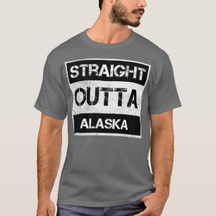 Straight Outta Alaska AK Vintage Distressed Souven T-Shirt