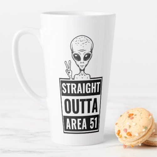 Straight Outta Area 51 Alien Peace Sign Latte Mug 