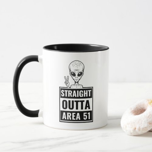 Straight Outta Area 51 Alien Peace Sign Mug 
