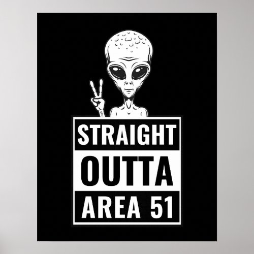 Straight Outta Area 51 Alien Peace Sign Poster 