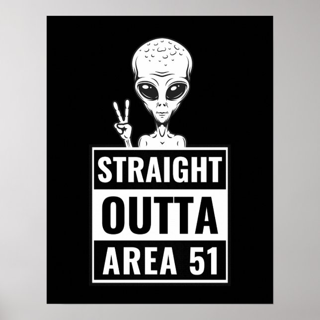 Straight Outta Area 51 Alien Peace Sign Poster  (Front)