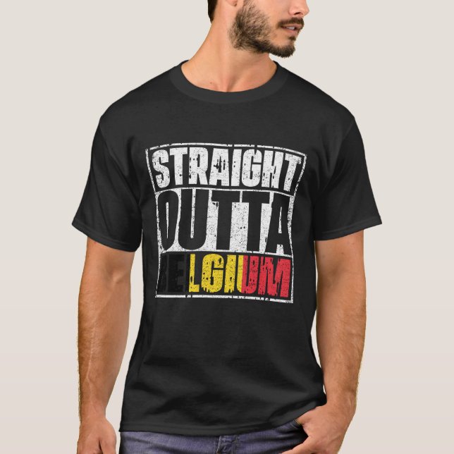 Straight Outta Belgium Flag T-Shirt (Front)