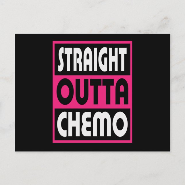Straight Outta Chemo Breast Cancer Announcement Postcard (Front)