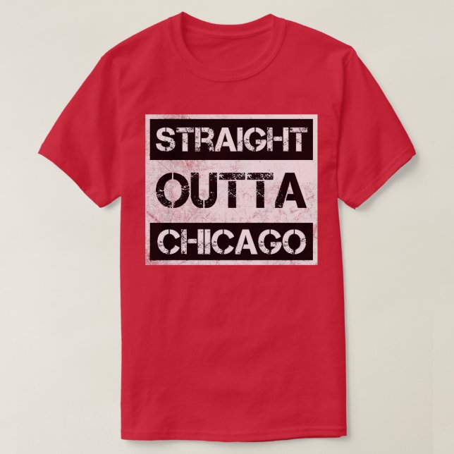 Straight Outta Chicago Illinois Vintage Distressed T-Shirt (Design Front)