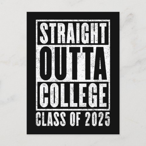 Straight Outta College 2025 Distressed Postcard
