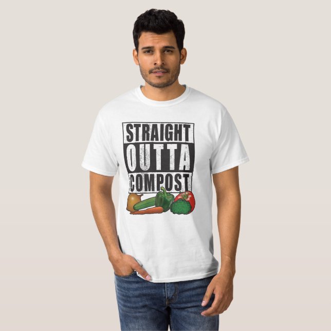 Straight Outta Compost Funny Gardening Tee Shirt (Front Full)