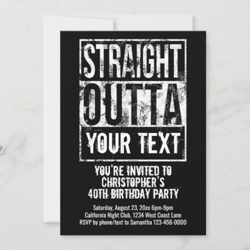 Straight Outta Custom Birthday Party Invitation