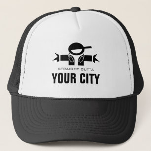 Straight Outta DJ trucker hat Add your city name