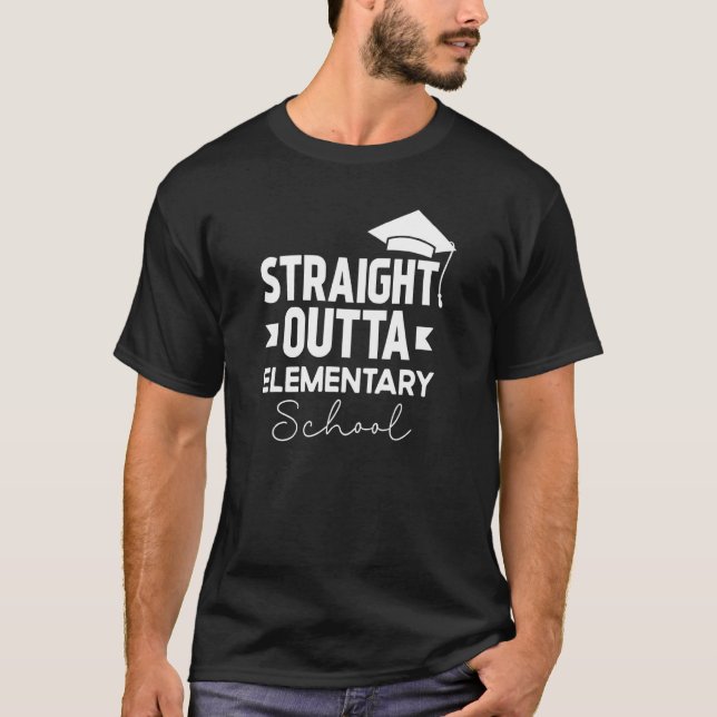 Straight Outta Elementary School Graduation  Retro T-Shirt (Front)