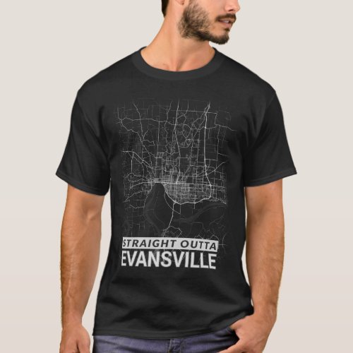 Straight Outta Evansville city map LARGE PRINT T_Shirt