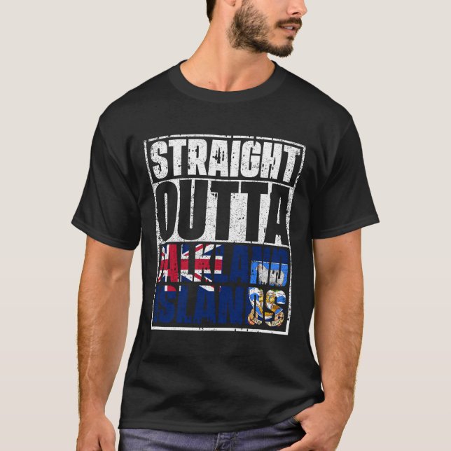 Straight Outta falkland islands Flag T-Shirt (Front)
