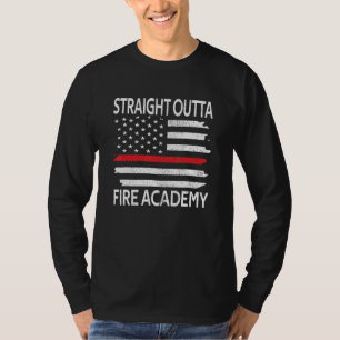 Straight Outta Fire Academy Red Line Firefighter G T-Shirt