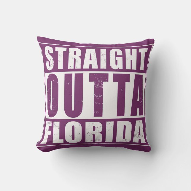 Straight Outta Florida Word Art Throw Pillow (Front)