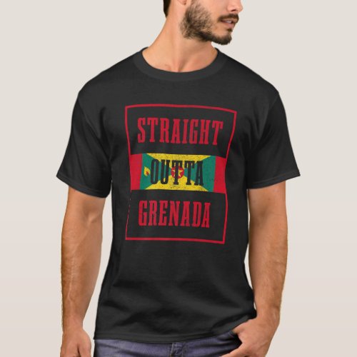 Straight Outta Grenada Grenadian Flag Pride Caribb T_Shirt