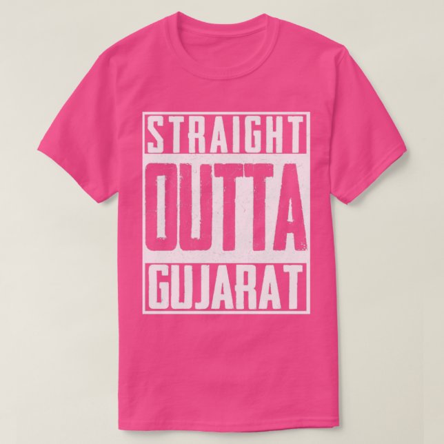 Straight Outta Gujarat India Indian Cricket  T-Shirt (Design Front)