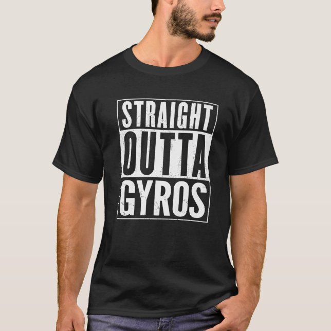Straight Outta Gyros Vintage Distressed Funny T-Shirt (Front)