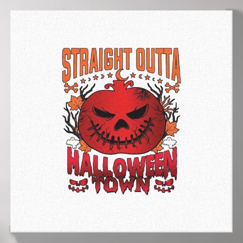 Straight Outta Halloween Town Red Pumpkin Ghosts L Canvas Photo Tile