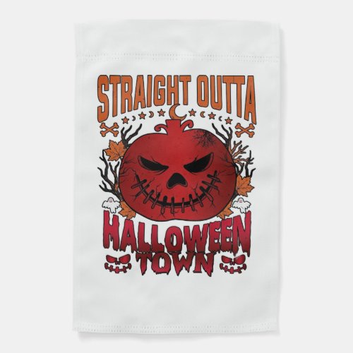 Straight Outta Halloween Town Red Pumpkin Ghosts L Garden Flag