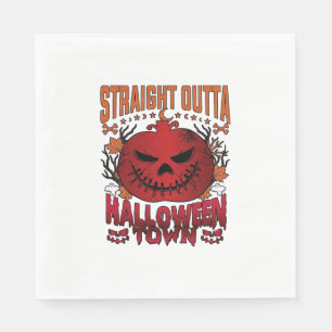 Straight Outta Halloween Town Red Pumpkin Ghosts L Napkins