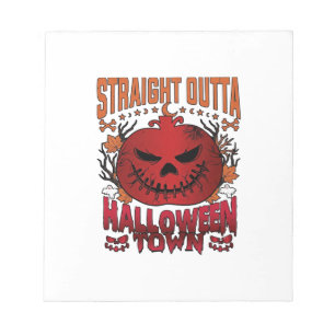 Straight Outta Halloween Town Red Pumpkin Ghosts L Notepad