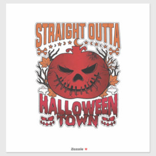 Straight Outta Halloween Town Red Pumpkin Ghosts L Sticker