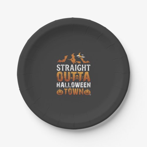 Straight Outta Halloween Town Witch Moon Bats Pump Paper Plates