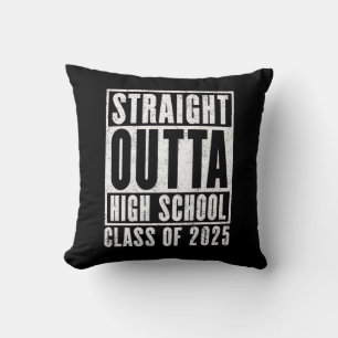 Straight Outta High School 2025 (Distressed) Throw Pillow