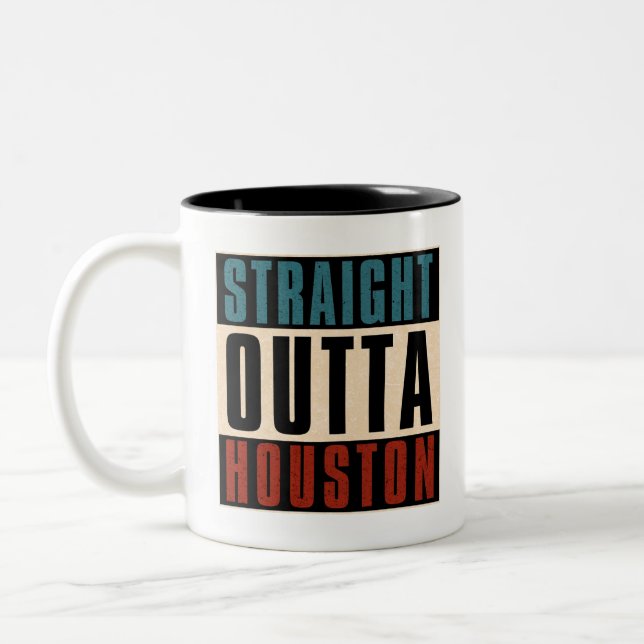 Straight Outta Houston Texas TX USA Two-Tone Coffee Mug (Left)