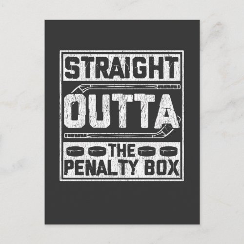 Straight Outta Ice Hockey Player Penalty Box Postcard