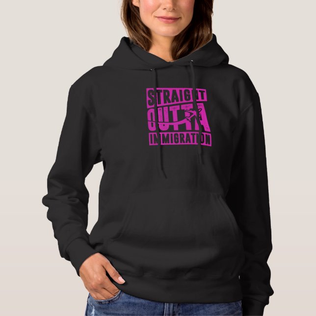 Straight Outta Immigration Holiday Travel  White Hoodie (Front)