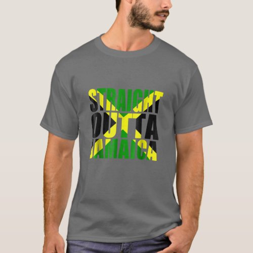 Straight Outta Jamaica Flag Gift Pride T_Shirt