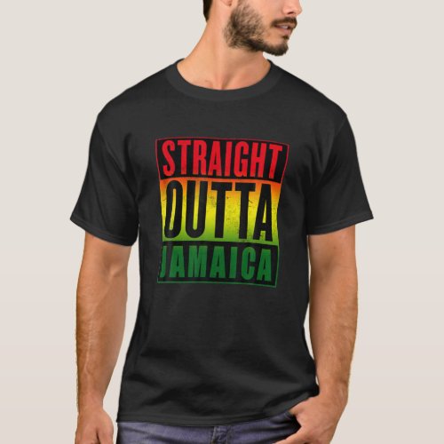 Straight Outta Jamaica Flag Rasta Jamaican Pride T_Shirt