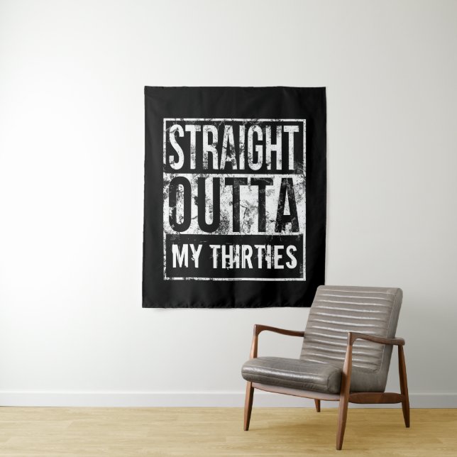 Straight Outta My Thirties 40th Birthday Party Tapestry (In Situ)