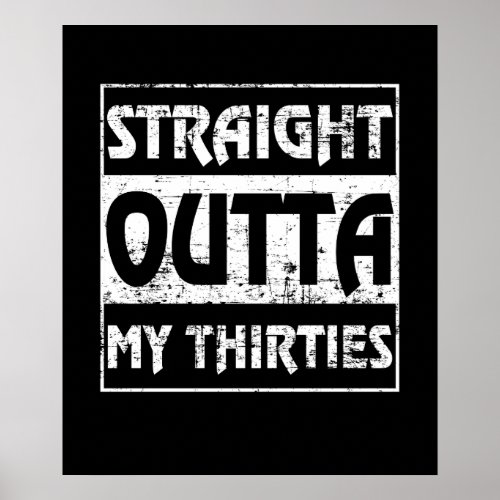 Straight Outta My Thirties Funny 40th Birthday Poster