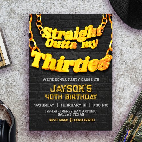 Straight Outta my Thirties Invitation