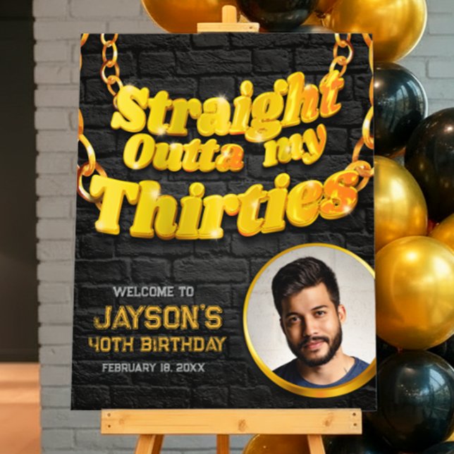 Straight Outta my Thirties Welcome Sign with Photo (Straight Outta my Thirties Welcome Sign with Photo
- Men 40th Birthday)