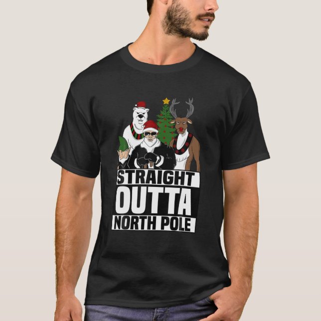 Straight Outta North Pole Christmas Funny Pajama G T-Shirt (Front)