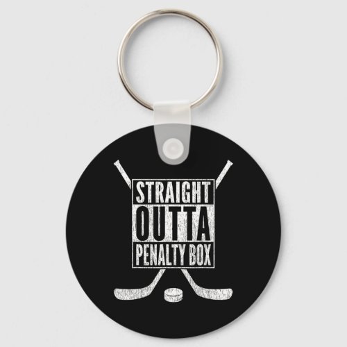 Straight Outta Penalty Box Outfit Fun Ice Hockey  Keychain