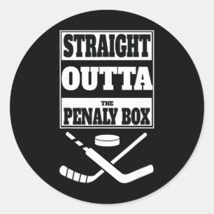 Straight Outta Penalty Box Tee – Funny Ice Hockey Classic Round Sticker