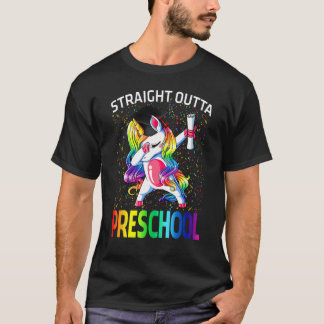 Straight Outta Preschool Graduation Unicorn T-Shirt